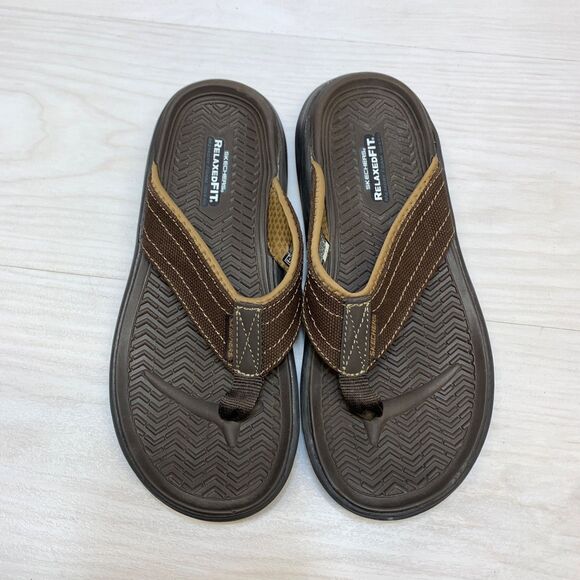 Skechers Sargo Wolters Brown Flip Flops Sandals Mens Size 10 204045